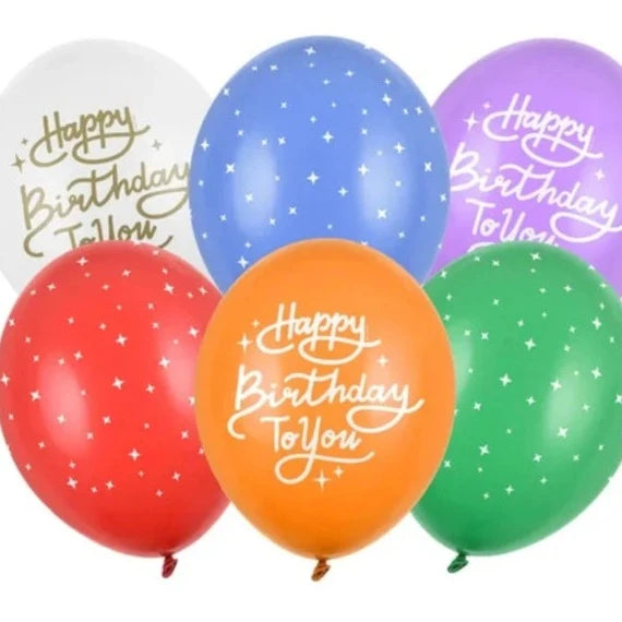 "Happy birthday to you" balloner, 6 stk.