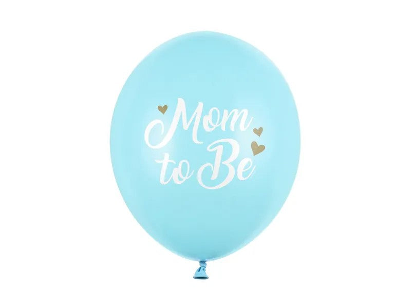 Blå "Mom to be" latex balloner, 6 stk.