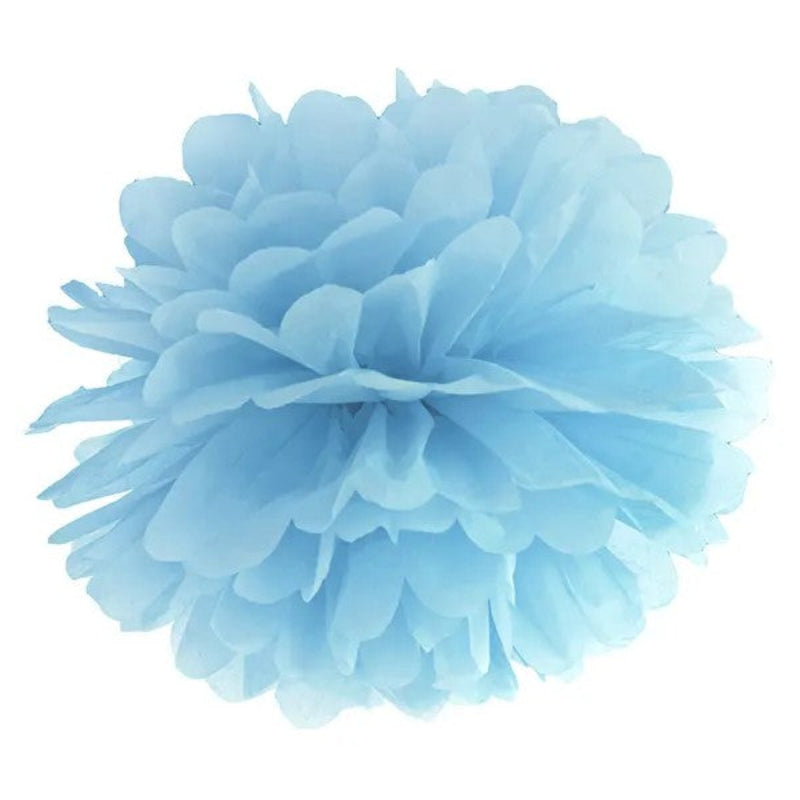 Blå pom pom, 35 cm.