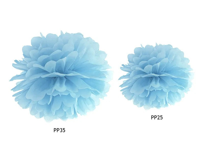 Blå pom pom, 35 cm.