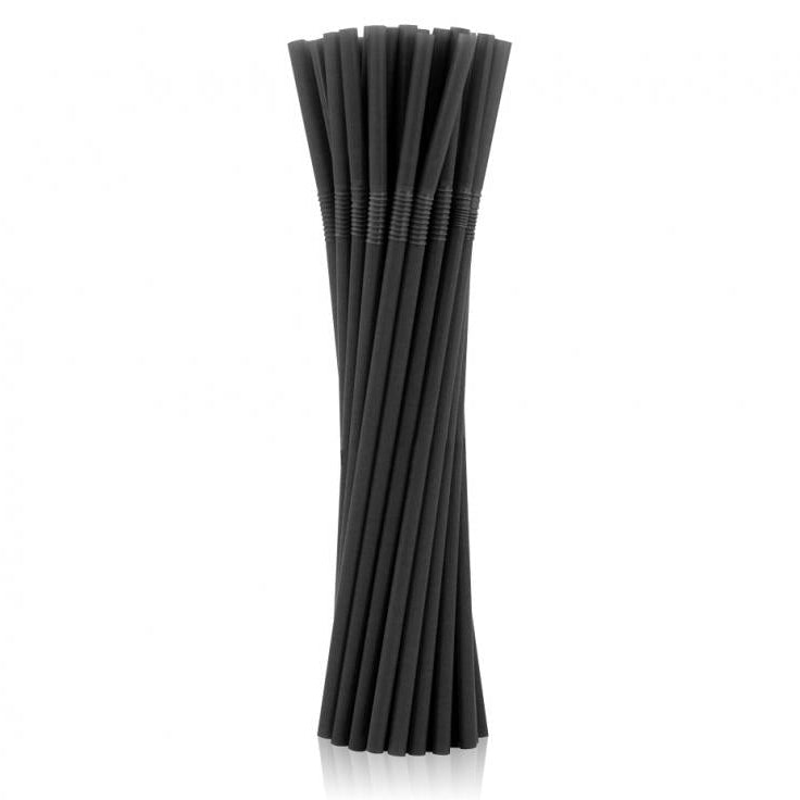 Sorte genbrugelig knæksugerør, 50 stk.