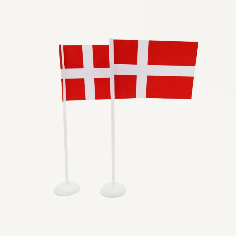 Dansk plastik bordflag, 6 stk.