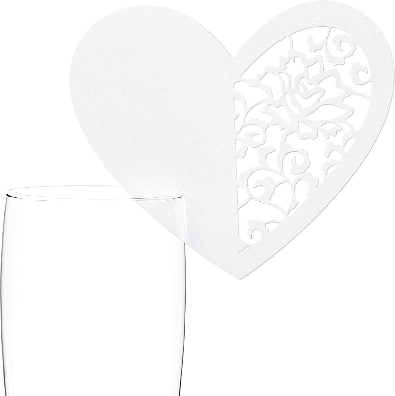 Hjerte bordkort til glas, 10 stk.