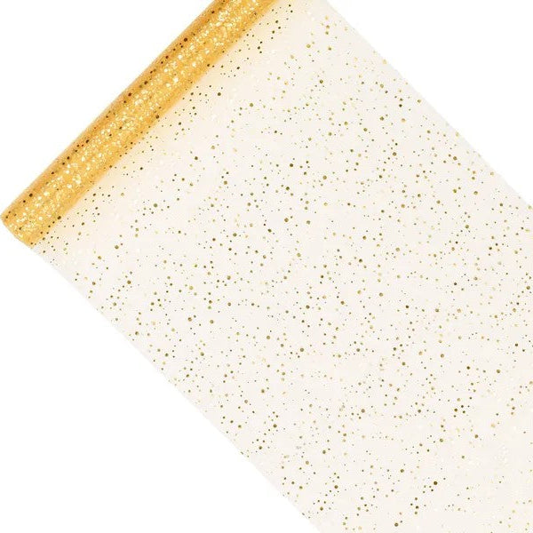 Guld organza bordløber, 9 m.