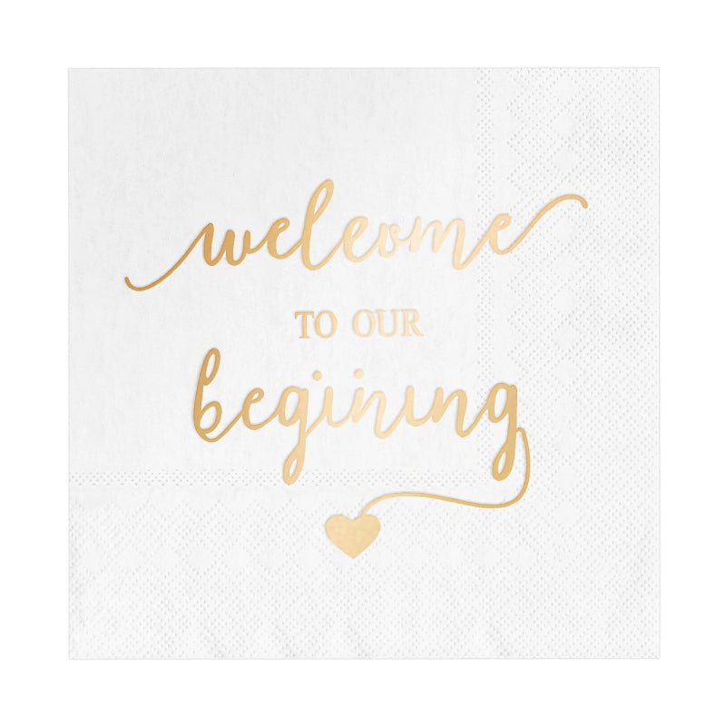 "Welcome to our beginning" servietter, 10 stk.