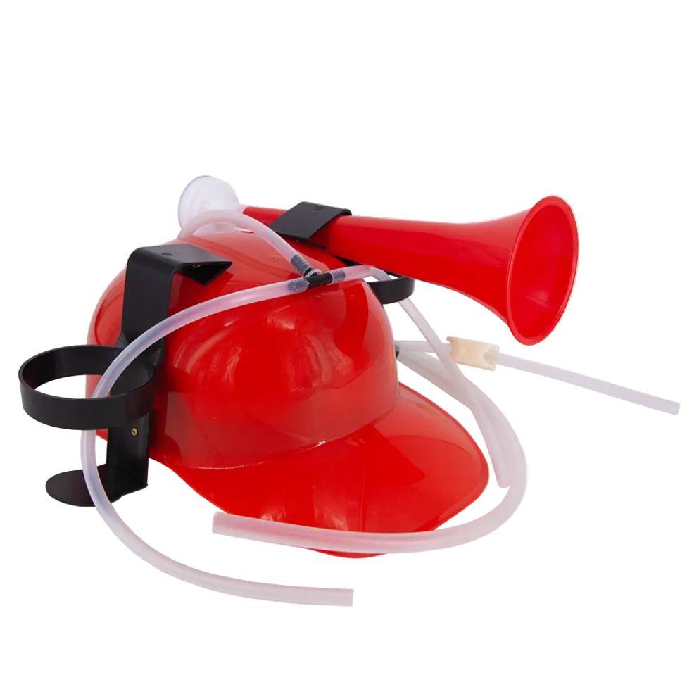 Hjelm med sugerør og horn, 1 stk.