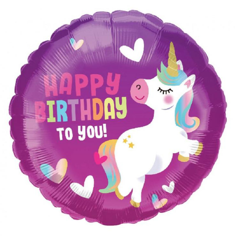 "Happy birthday" enhjørning folieballon, 18"