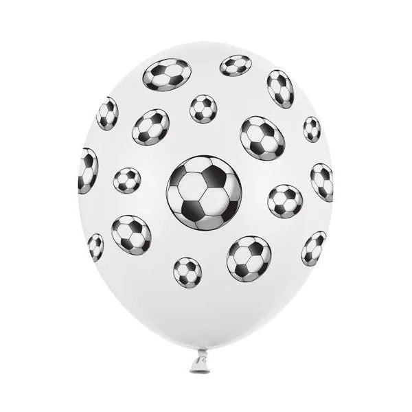 Fodbold latex balloner, 30 cm, 6 stk.