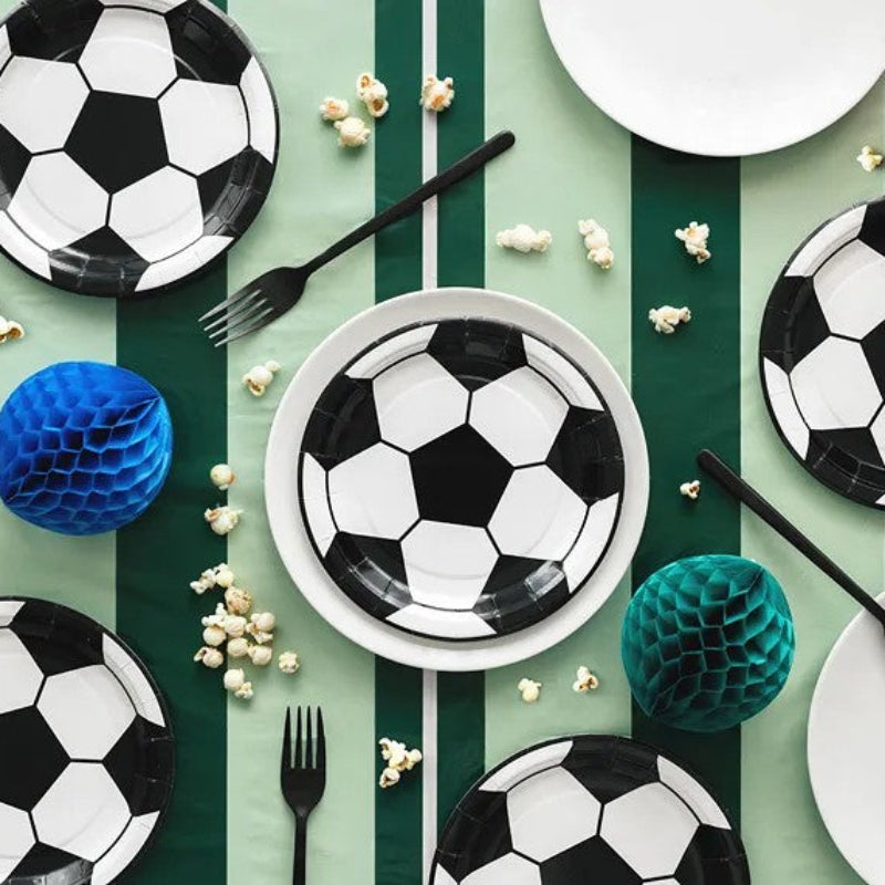 Fodbold paptallerken, 18 cm, 6 stk.