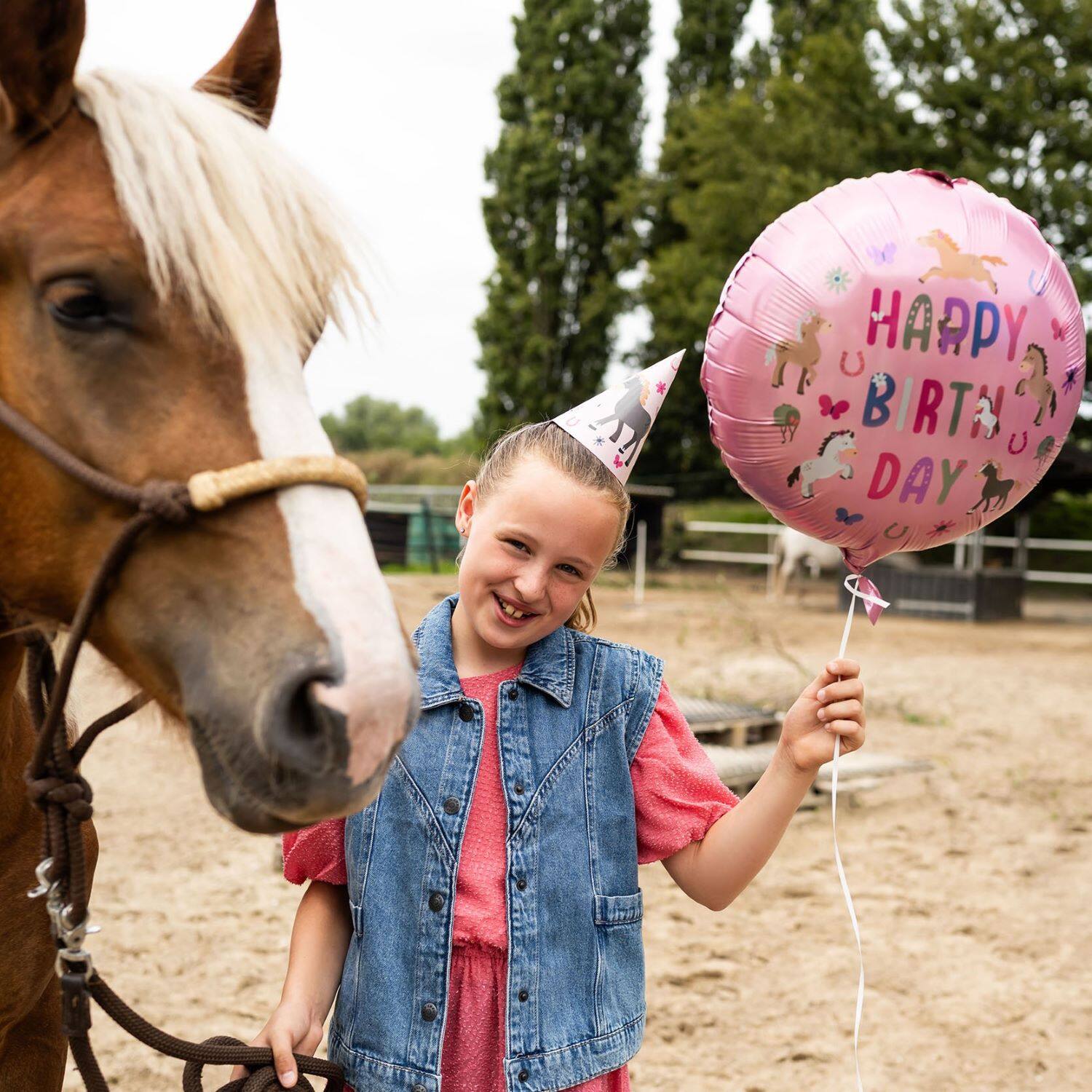 Heste fødselsdagsfolieballon, 45 cm.