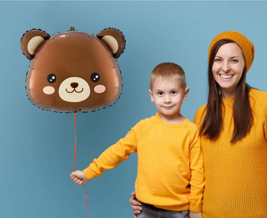 Bamsehoved folieballon, 48x38 cm.