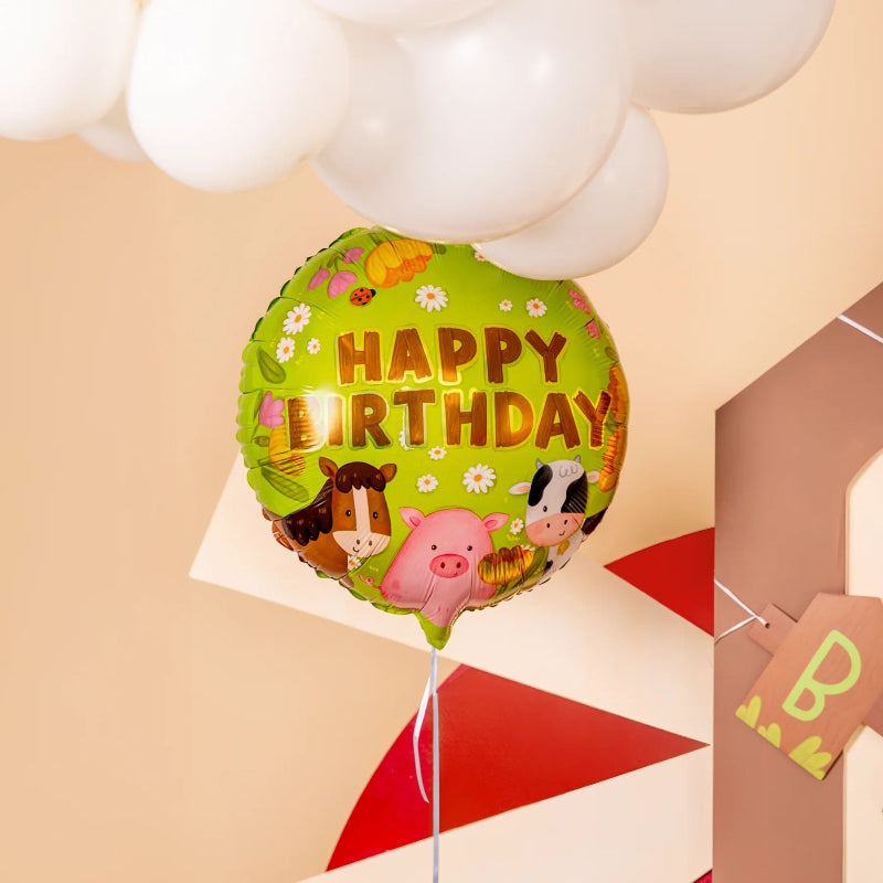Bondegård "happy birthday" folieballon, 45 cm.