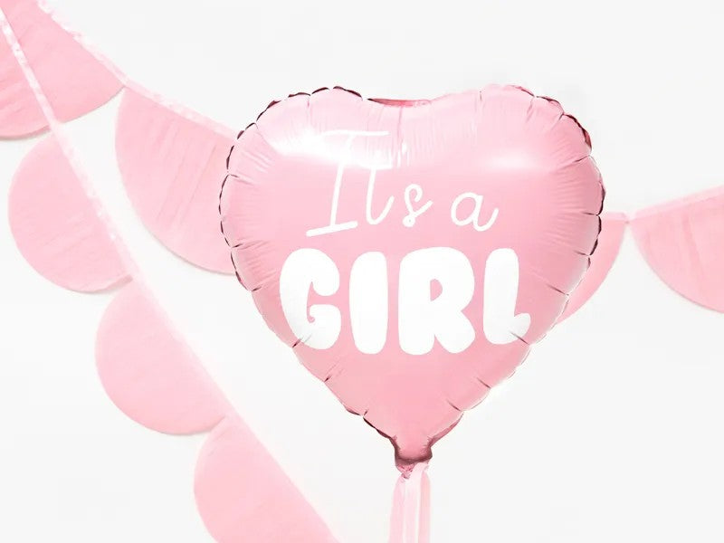 "It's a girl" hjerte folieballon, 45 cm.