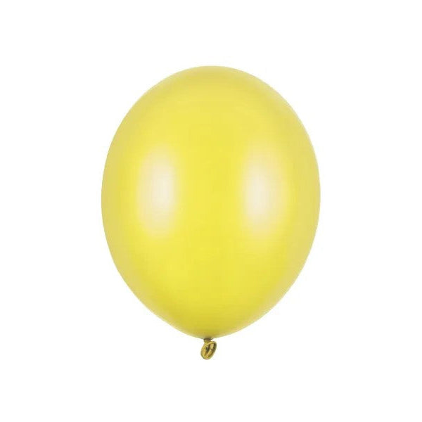 Gul metallic latexballon, 100 stk, 9"