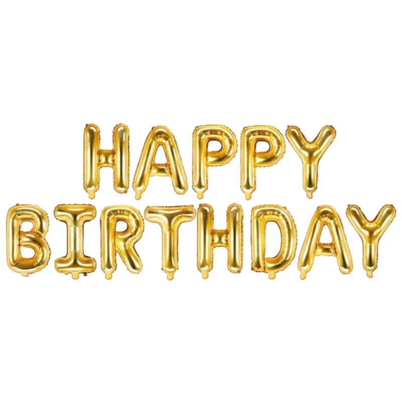 "Happy Birthday" folie ballonsæt i guld- 35 cm