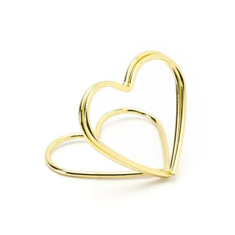 Guld hjerte bordkort holder, 10 stk.