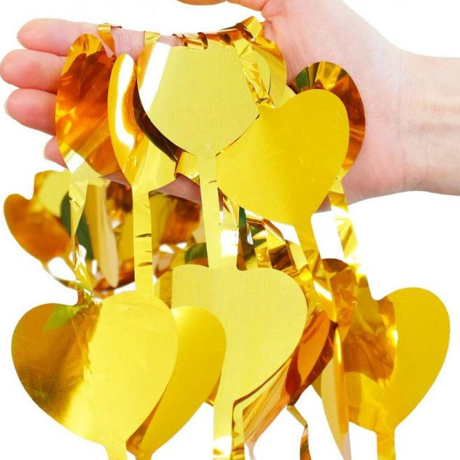 Dørgardin med guld hjerter, 100x200 cm