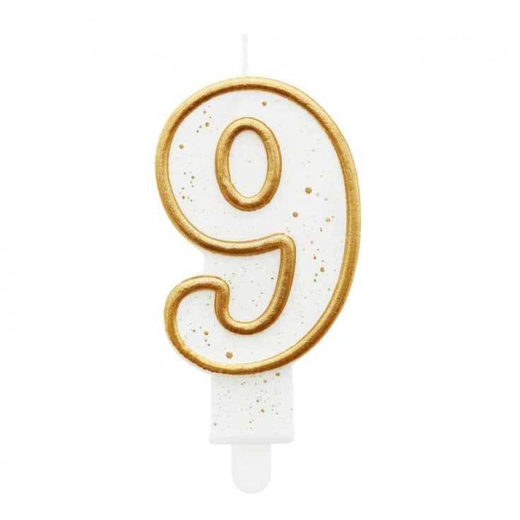 Guld - hvid kagelys, 9-tal