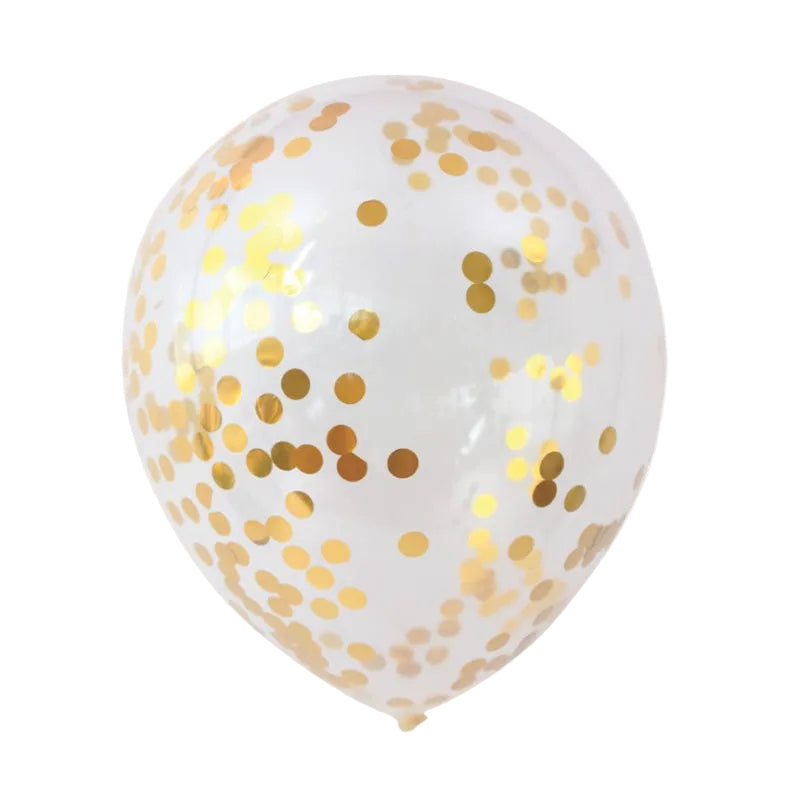 Guld konfetti latexballon, 5 stk.