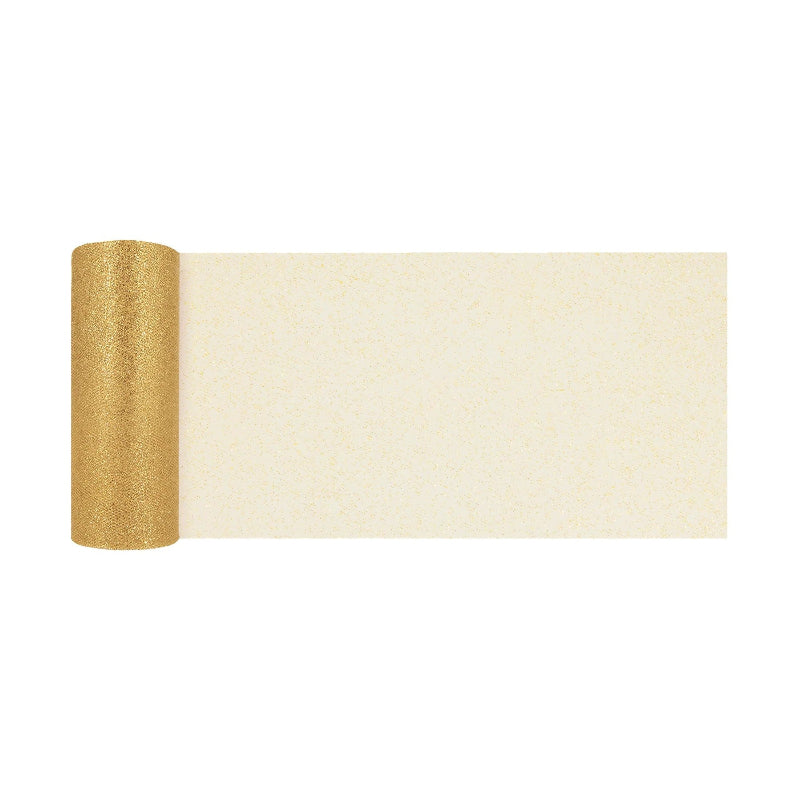 Guld glimmer tyl, 15 cm x 9 m.