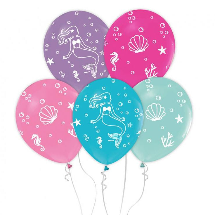 Havfrue balloner, 12", 5 stk.