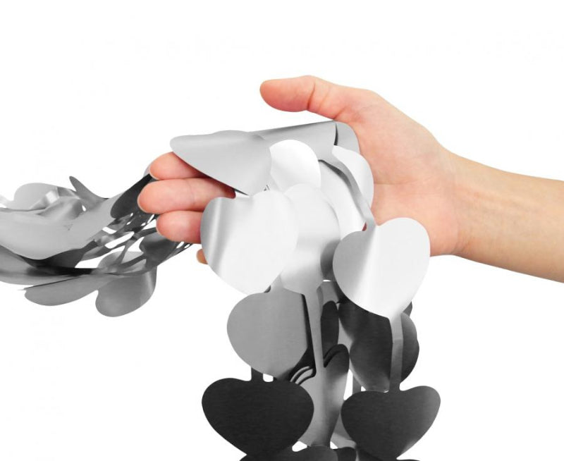 Dørgardin med mat sølv hjerter, 100x200 cm.