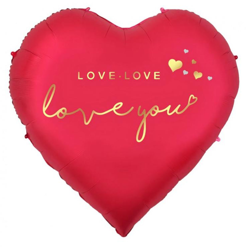 Stor "Love you" hjerte folieballon, 120x119 cm.