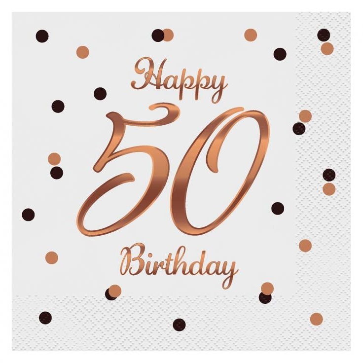 Hvid 50 års fødselsdagsserviet, 20 stk.