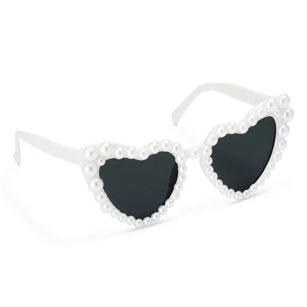 Hvide hjertebriller med perler