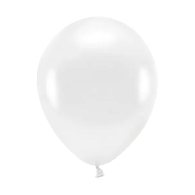 10" metallic hvide balloner, 10 stk.