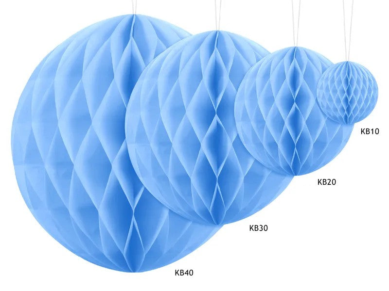 Lys blå honeycomb, 20 cm.