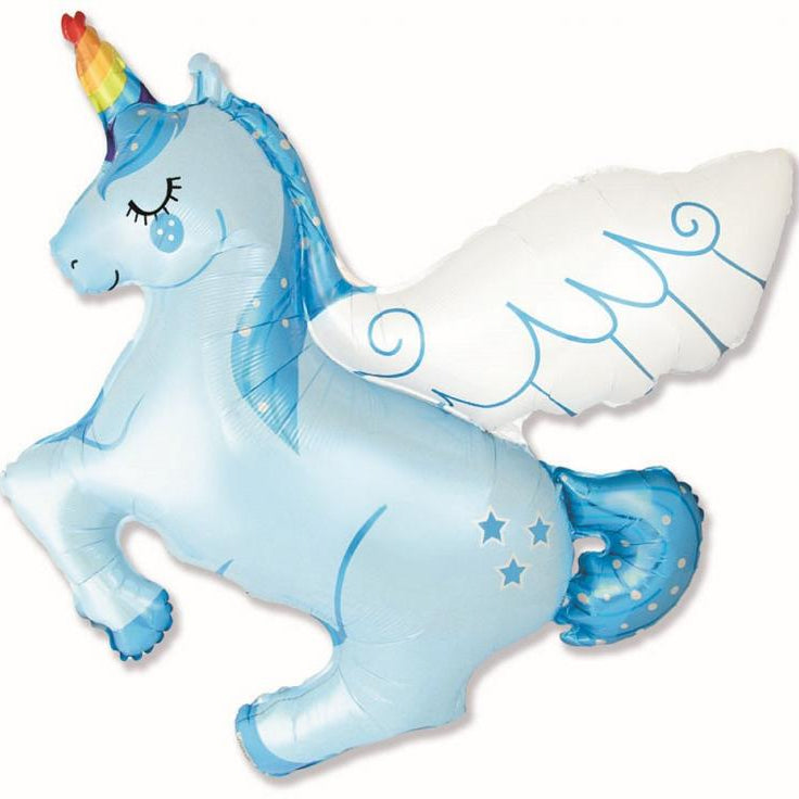 Lys blå enhjørning folieballon, 24"