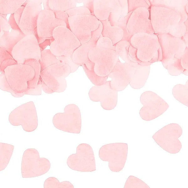 Lyserød papir hjertekonfetti, 15 g