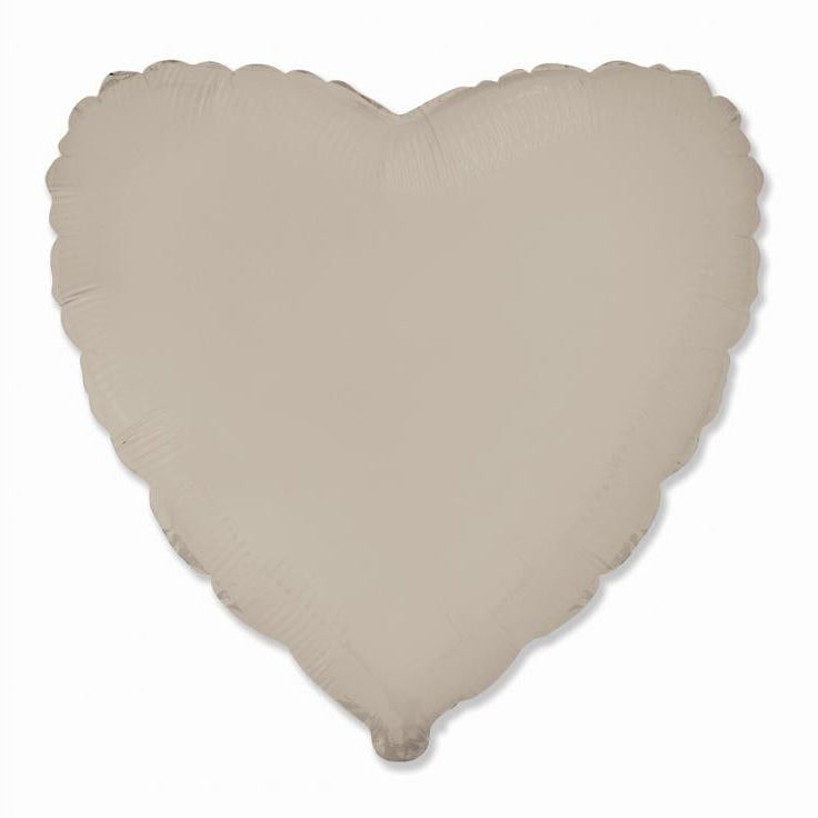 Folieballon hjerte, mat beige, 45 cm.