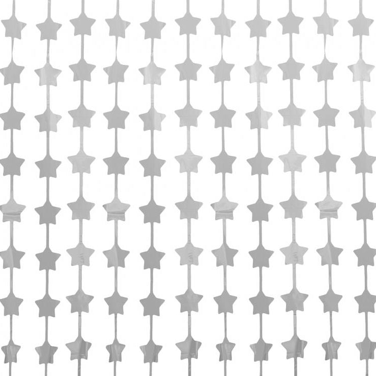 Dørgardin med matte sølv stjerner, 100x200 cm.