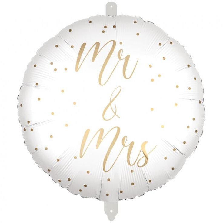 Hvid "Mr & Mrs" folieballon, 18"