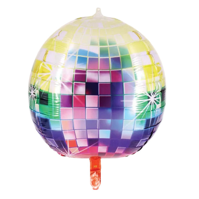 Multifarvet disco kugle folieballon, 45 cm.