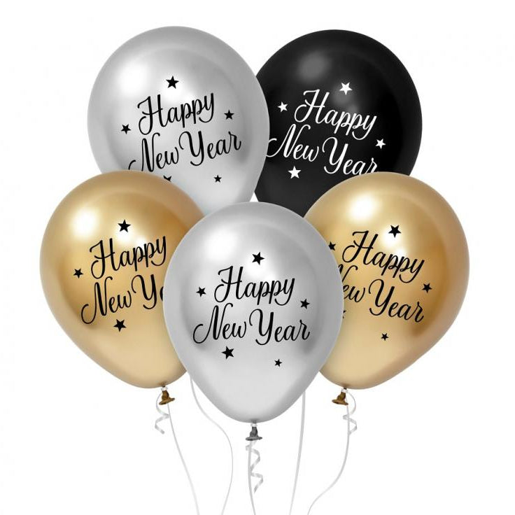 "Happy new year", ballonmix, 5 stk.