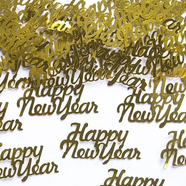 Guld "Happy new year" konfetti, 3 g.