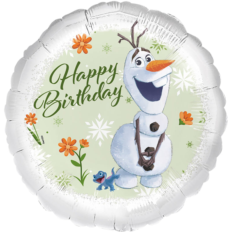 Olaf "happy birthday" folieballon, 45 cm.