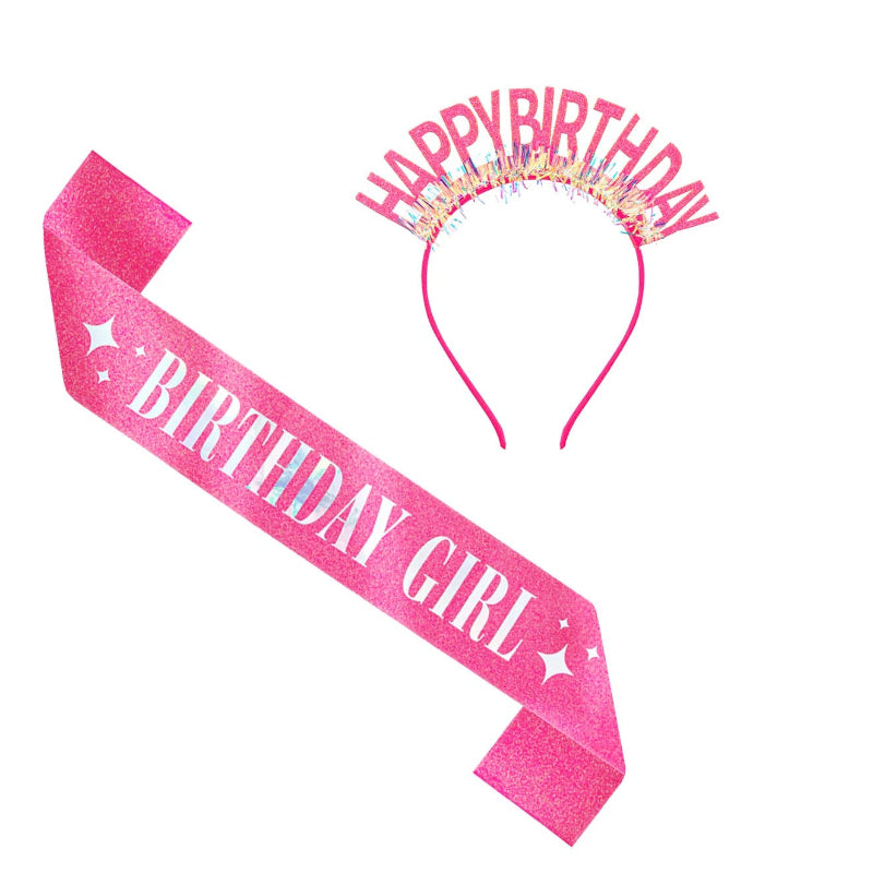 Pink "Birthday girl" sæt