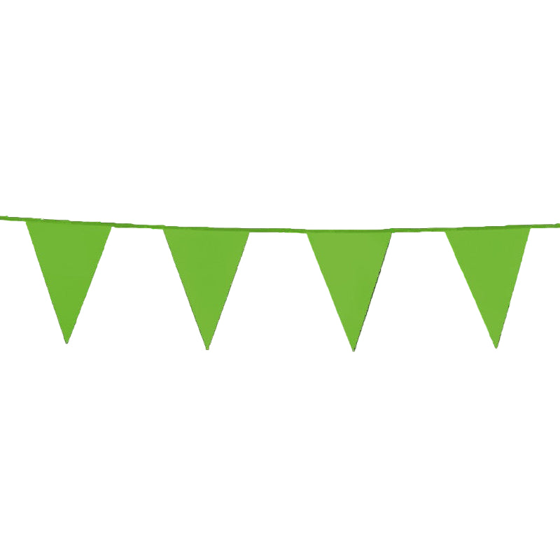 Lys grøn plast vimpel, 10 m.