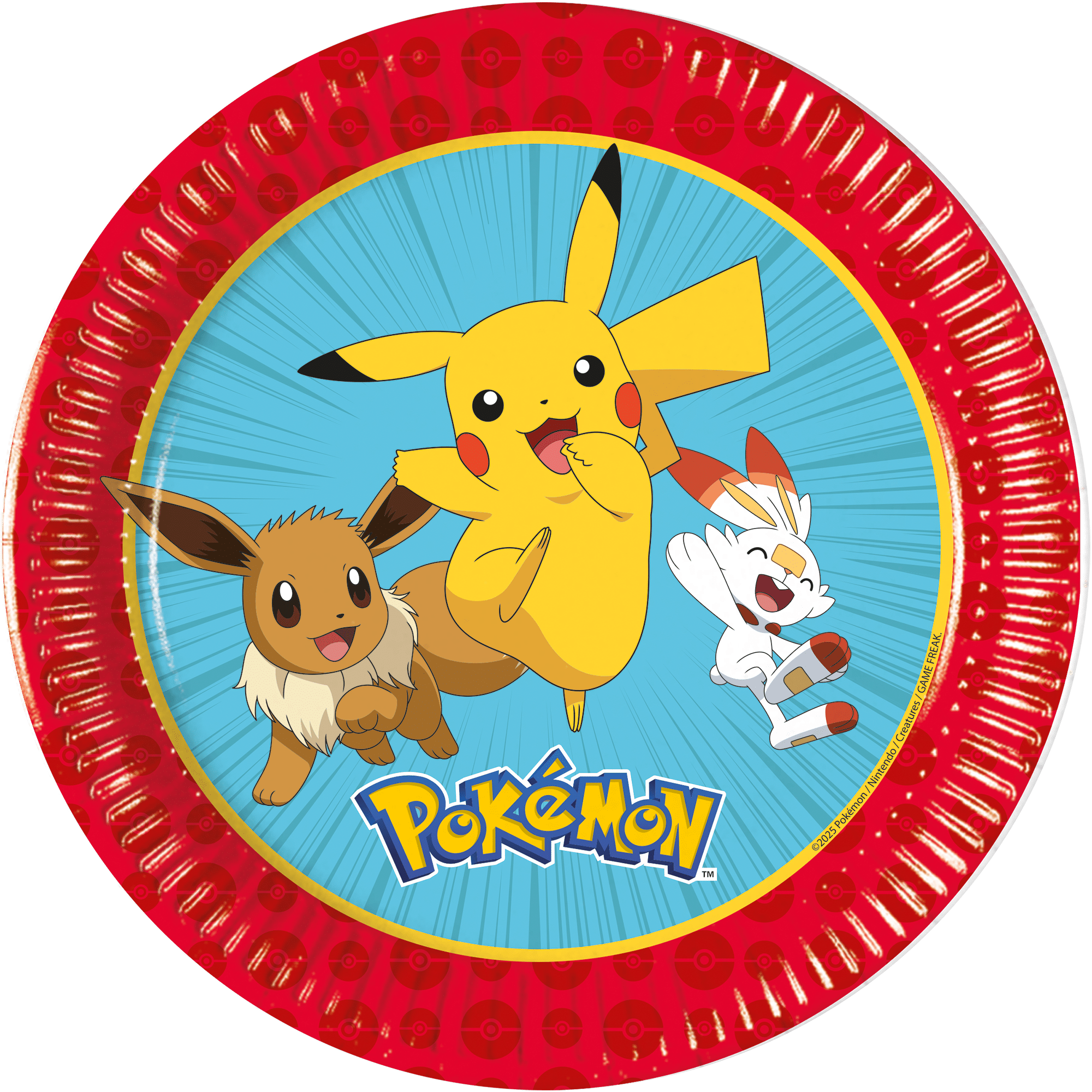 Pokemon paptallerken, 20 cm, 8 stk.