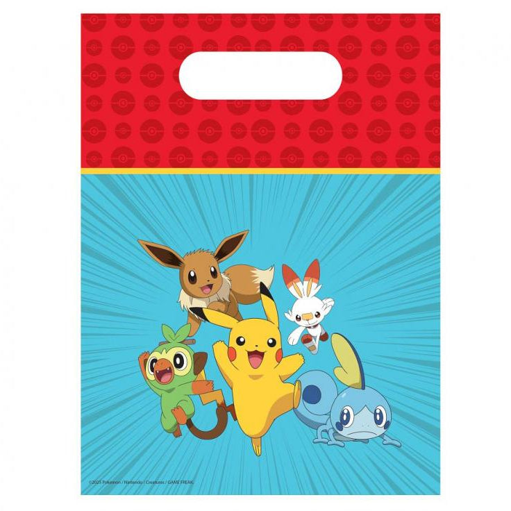 Pokemon plast slikpose, 6 stk.