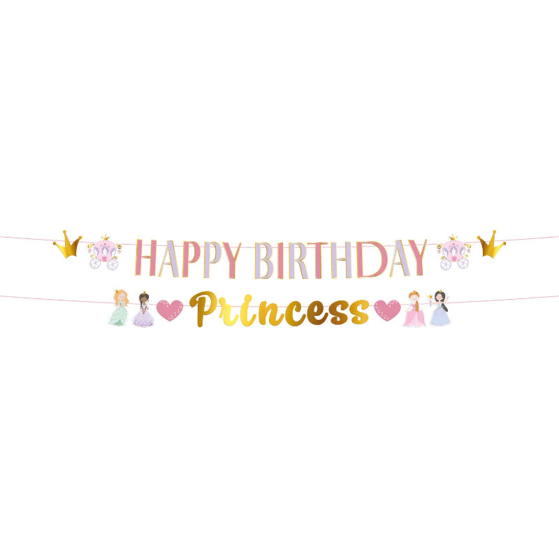 Prinsesse fødselsdagsguirlande, 1,5 m.