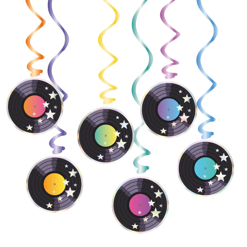 Retro disco spiraler, 6 stk.