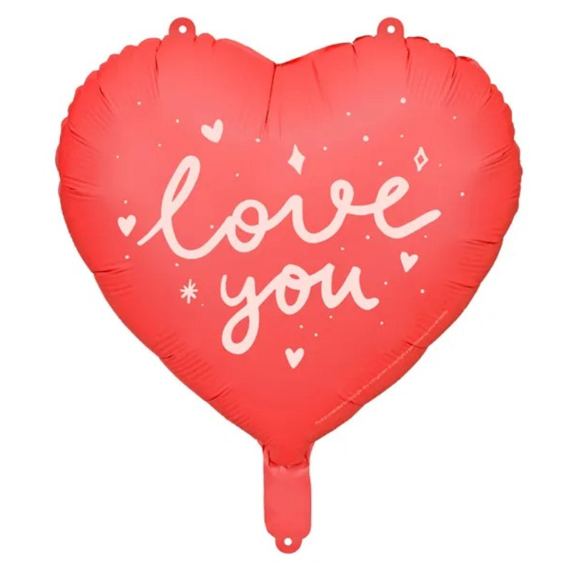 Rød hjerte "Love you" folieballon, 45 cm.