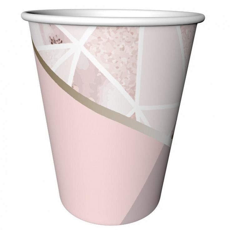 Lyserød mønster kopper, 6 stk.