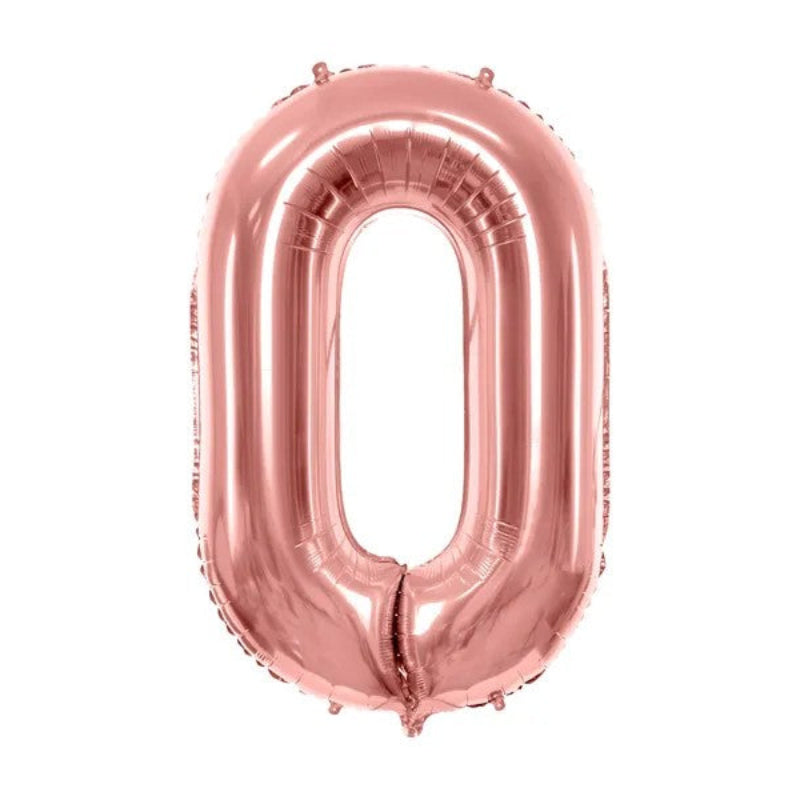 Rose gold folieballon 0-tal, 86 cm.