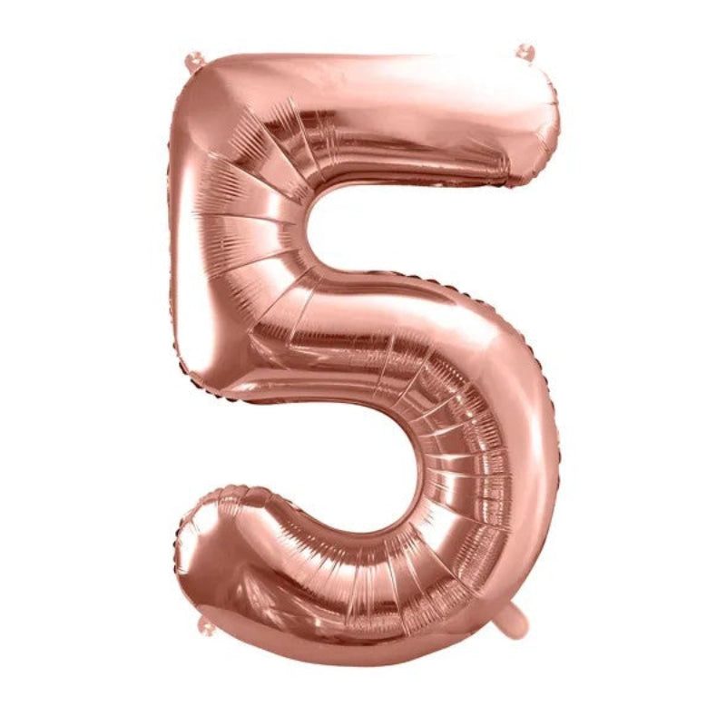 Rose gold folieballon 5-tal, 86 cm.